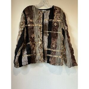 Coldwater Creek Patchwork Blazer SizepL Boho Cottagecore‎ Fairy Artsy Whimsigoth